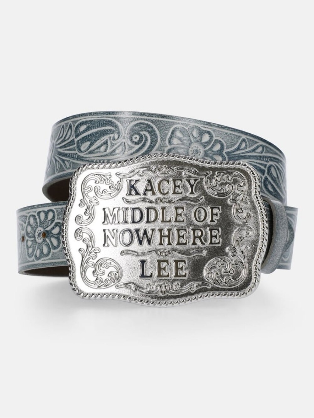 Kacey Middle of Nowhere Lee Floral Embossed Leather Belt Boho Western Size XL